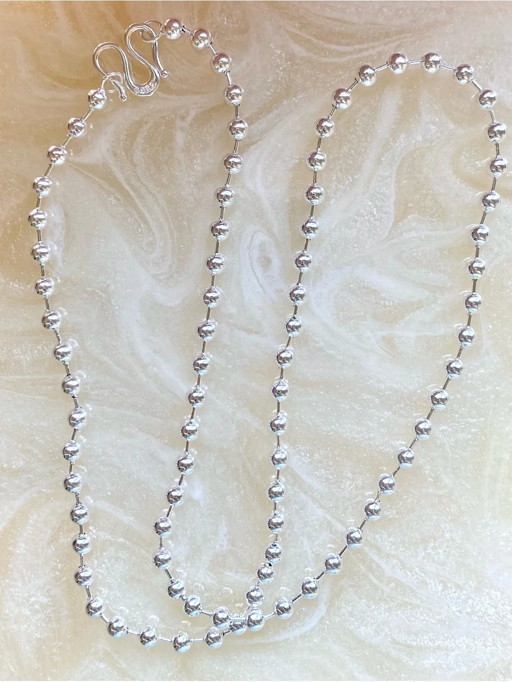 Silver Bead Necklace - Classic Silver Chain
